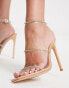 Simmi London Wide Fit Nolan embellished barely there sandals in beige