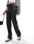 ONLY high waist faux leather straight trousers in black