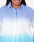 ფოტო #4 პროდუქტის Plus Size Summer Breeze Dip Dye Button Down Blouse