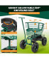 Фото #3 товара Rolling Garden Cart with Height Adjustable Swivel Seat and Storage Basket-Green