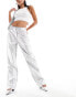 Фото #1 товара Vero Moda high waist metallic trouser in silver