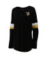 Фото #2 товара Women's Black New Orleans Saints Athletic Varsity Lace-Up Long Sleeve T-shirt