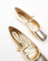 Фото #2 товара Stradivarius wide fit minimal ballet shoe in gold