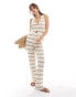 4th & Reckless revello stripe knit waistcoat beach co-ord in beige