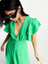 Vila flutter sleeve midi dress in green