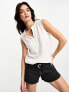 Фото #1 товара Only v neck sleeveless blouse with crochet trim in white