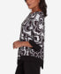 Runway Ready Women's Floral Geometric Top with A Contrast Trim with A Detachable Necklace Black/White Metallic, S - фото #4