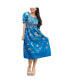 Фото #1 товара Платье из хлопка и шелка Jessie Zhao New York ночной цветущий на завязках в середине midi