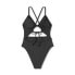 Women's Ribbed Plunge Front Cut Out One Piece Swimsuit - Shade & Shore Black 38D