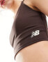 New Balance Linear Heritage soft bra top in coffee brown