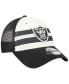 ფოტო #4 პროდუქტის Men's Cream, Black Las Vegas Raiders Team Stripe Trucker 9FORTY Snapback Hat