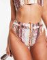 Фото #1 товара Figleaves high waisted bikini bottom in brown snake print