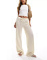 ASOS DESIGN beach textured mid rise wide leg trousers in tan Бежевый, S - EU 36-38 - фото #1