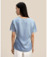 Фото #2 товара Women's Cowl Neck Short Sleeves Silk T-Shirt for Women