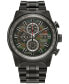 ფოტო #1 პროდუქტის Eco-Drive Men's Chronograph Nighthawk Black Stainless Steel Bracelet Watch 43mm