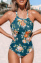 Cupshe Women's Swimsuit Shell Edge Floral Pattern One Piece Swimwear Swimsuit
