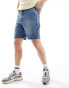 Фото #1 товара ADPT loose fit denim cargo shorts in mid wash