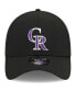 Men's Black Colorado Rockies Logo 39THIRTY Flex Hat Черный, S/M - фото #3