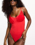 ASOS DESIGN underwired mesh cupped swimsuit in red