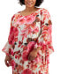 Plus Size Ruffled-Sleeve Floral Swing Dress