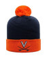 Men's Navy and Orange Virginia Cavaliers Core 2-Tone Cuffed Knit Hat with Pom