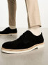 Фото #2 товара ASOS DESIGN lace up derby shoes in black suede with white contrast sole