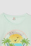 Фото #2 товара Kız Çocuk Relax Fit Dokunmatik Işıklı Crop Kısa Kollu Tişört