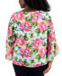 ფოტო #2 პროდუქტის Plus Size Floral Ruffled-Cuff 3/4-Sleeve Top, Created for Macy's
