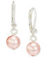 Silver-Tone Imitation Pearl & Crystal Leverback Drop Earrings, Created for Macy's