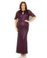 ფოტო #1 პროდუქტის Women's Plus Size Sequin Cape Sleeve Gown