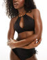 Фото #2 товара Nike Swimming Lace Up high neck bikini top in black