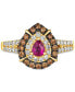 ფოტო #4 პროდუქტის Passion Ruby (1/4 ct. t.w.) & Diamond (3/4 ct. t.w.) Halo Ring in 14k Gold