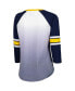 Women's White, Navy West Virginia Mountaineers Lead Off Ombre Raglan 3/4-Sleeve V-Neck T-shirt