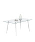 Фото #7 товара 0.32" Thick Tempered Glass Top Dining Table With Silver Stainless Steel Legs