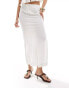 Фото #2 товара Bershka tie waist linen maxi skirt in white