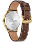 ფოტო #3 პროდუქტის Eco-Drive Men's Disney Brown Leather Strap Watch 41mm