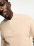 ASOS DESIGN oversized half zip baseball sweatshirt in beige pique