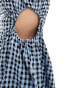 Monki sleeveless mini seersucker dress with ruched sides and cut out detail in dark blue and black gingham check