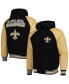 Фото #2 товара Men's Black New Orleans Saints Defender Raglan Full-Zip Hoodie Varsity Jacket