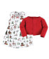 ფოტო #3 პროდუქტის Baby Girls Cotton Dress and Cardigan Set, Red Winter Forest