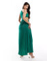 Aria Cove pleated one shoulder cut out maxi dress in green