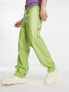 Фото #3 товара ASOS DESIGN baggy leather look trouser in green with carpenter detail