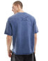 Bershka raw edge t-shirt in washed blue