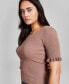 ფოტო #3 პროდუქტის Women's Crewneck Short-Sleeve Sweater, Created for Macy's