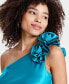 Women's Satin Rosette One-Shoulder Dress