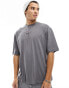 ASOS DESIGN oversized t-shirt in grey with applique city back print