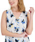 ფოტო #3 პროდუქტის Petite Printed Zip Front V-Neck Sleeveless Top