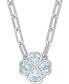 ფოტო #1 პროდუქტის Blue Topaz (3-7/8 ct. t.w.) & Diamond Accent Heart Flower 18" Pendant Necklace in Sterling Silver