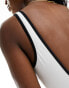 Фото #8 товара ASOS DESIGN contrast binding scoop neck swimsuit in white