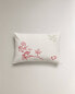 Embroidered flower cushion cover